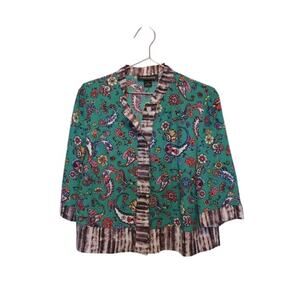 Duro Olowu Mandarin for JCP Paisley Floral Button Down Top size large
